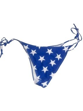Women's Star Print Blue Tie-Side Swim Bottom